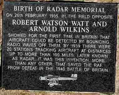 The inscription on the Birth of RADAR memorial stone